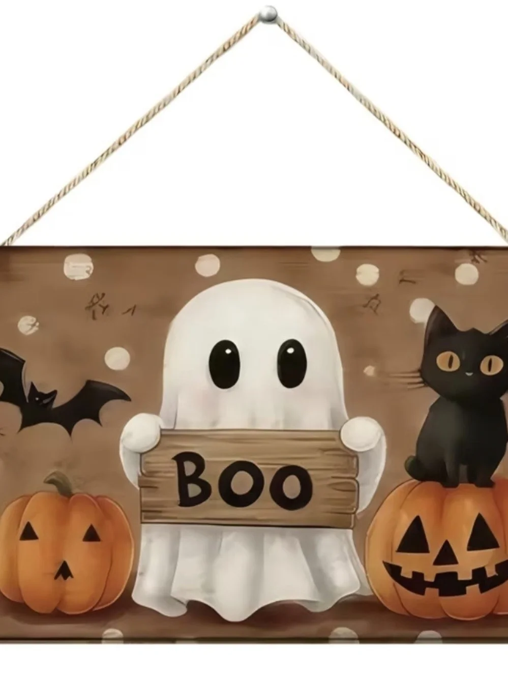 Halloween Ghost and Pumpkins Wall Sign - Boo - Unbranded
